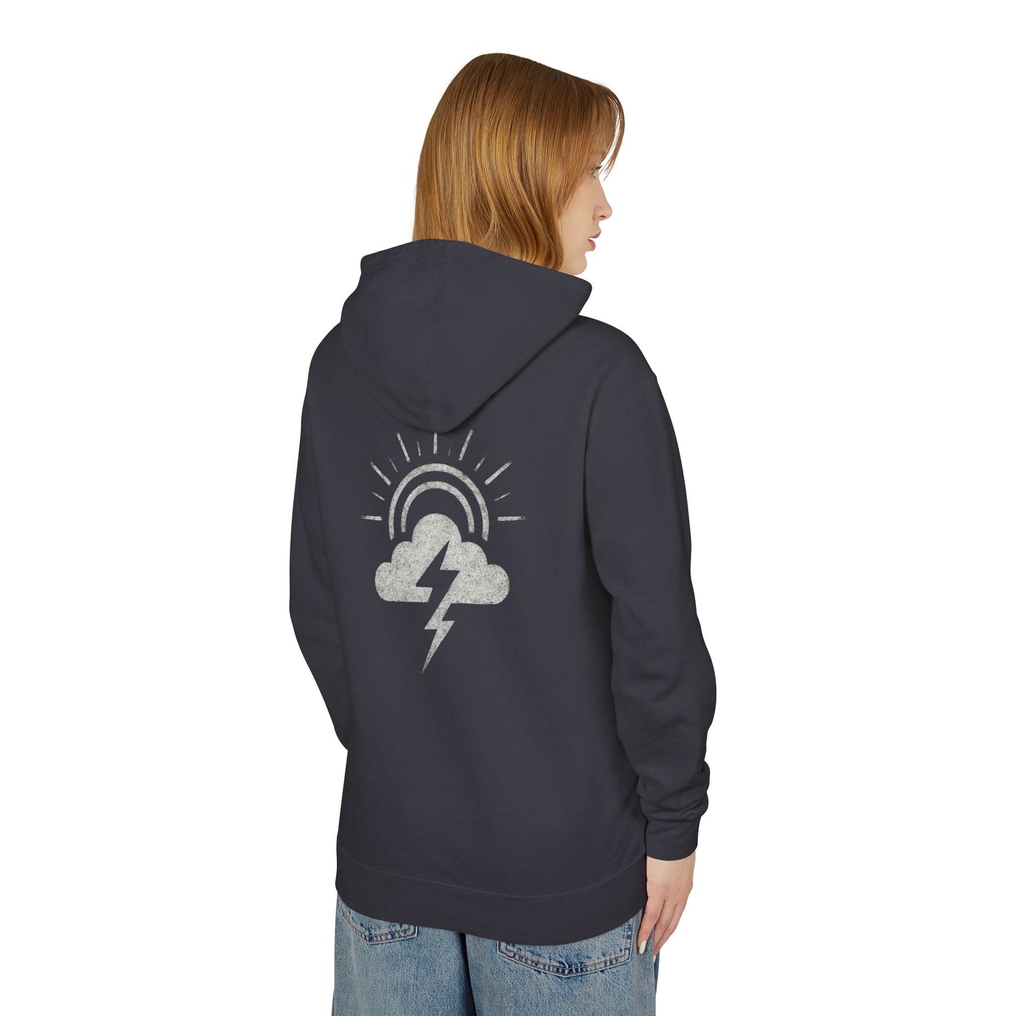 Unisex Lightweight Graphic Hoodie - Amurakan Nimbus, Stylish Sweatshirt, Casual Wear, Unique Gift, Graphic Apparel, Weather Lover