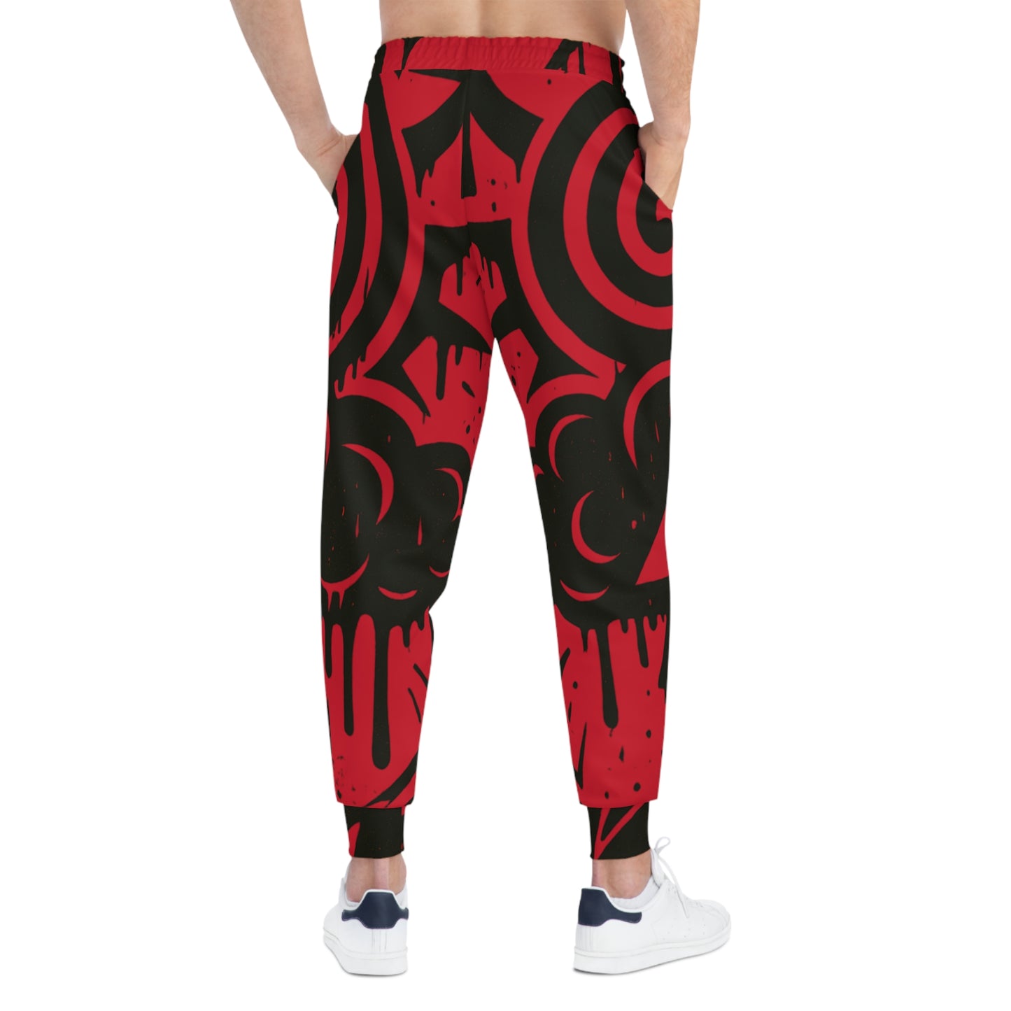 Red & Black Street Art Joggers - Bold Graffiti All-Over Print Athletic Pants