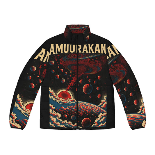 Cosmic Storm Puffer Jacket — AMUURAKAN Retro Space Graphic