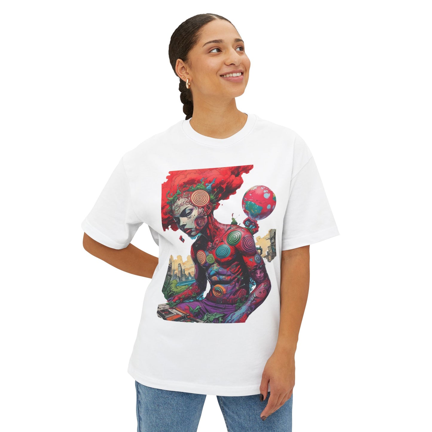 Vibrant Art Graphic Tee, Oversized Unisex Tee, Streetwear Fashion, Artistic Gift, Casual Summer Wear