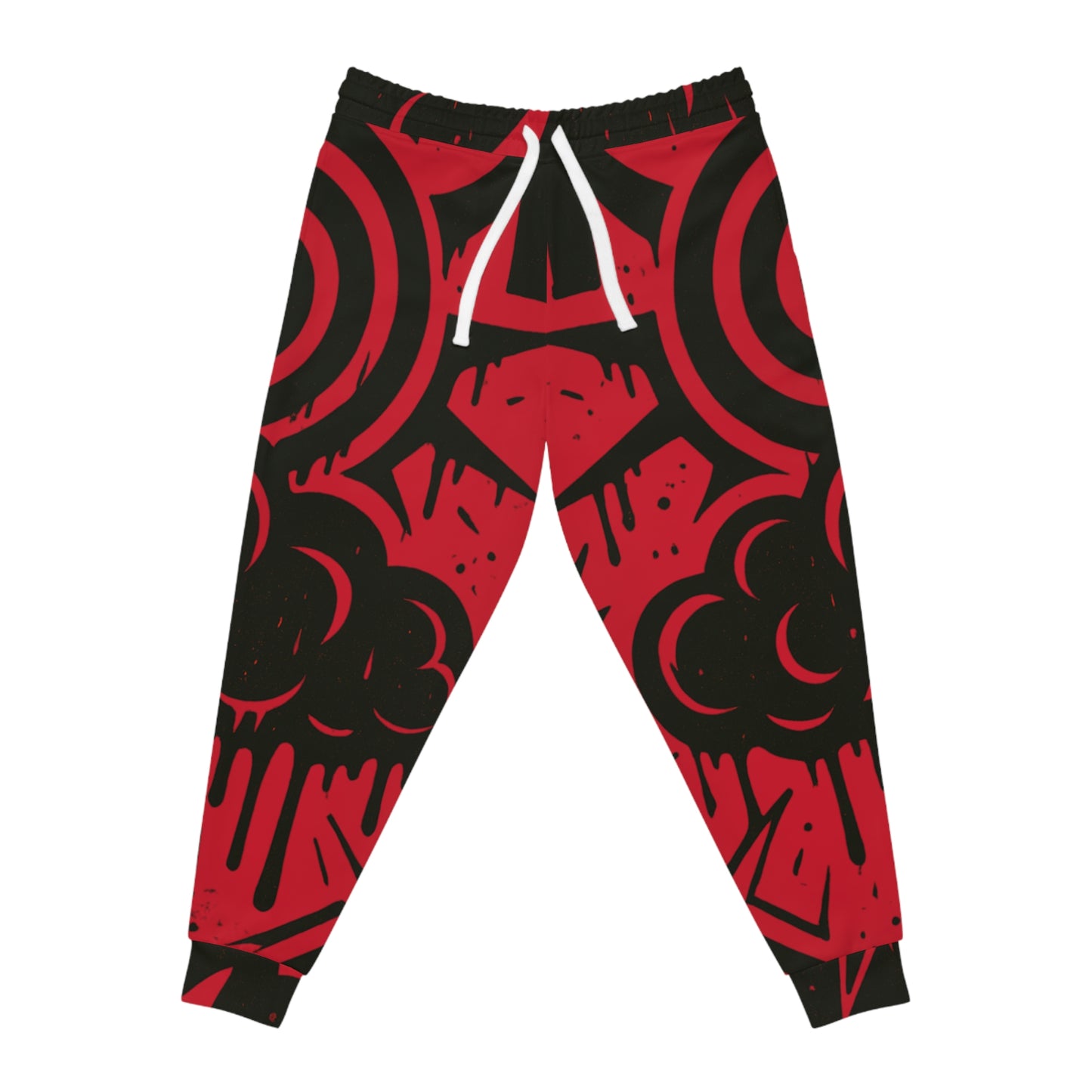 Red & Black Street Art Joggers - Bold Graffiti All-Over Print Athletic Pants