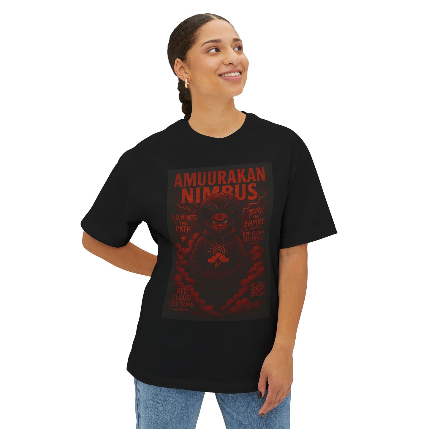 Bold Graphic Tee, Unisex Boxy T-Shirt with AMUURAKAN NIMBUS Design, Relaxed Fit, Streetwear Essential, Unique Gift Idea, Casual Comfort