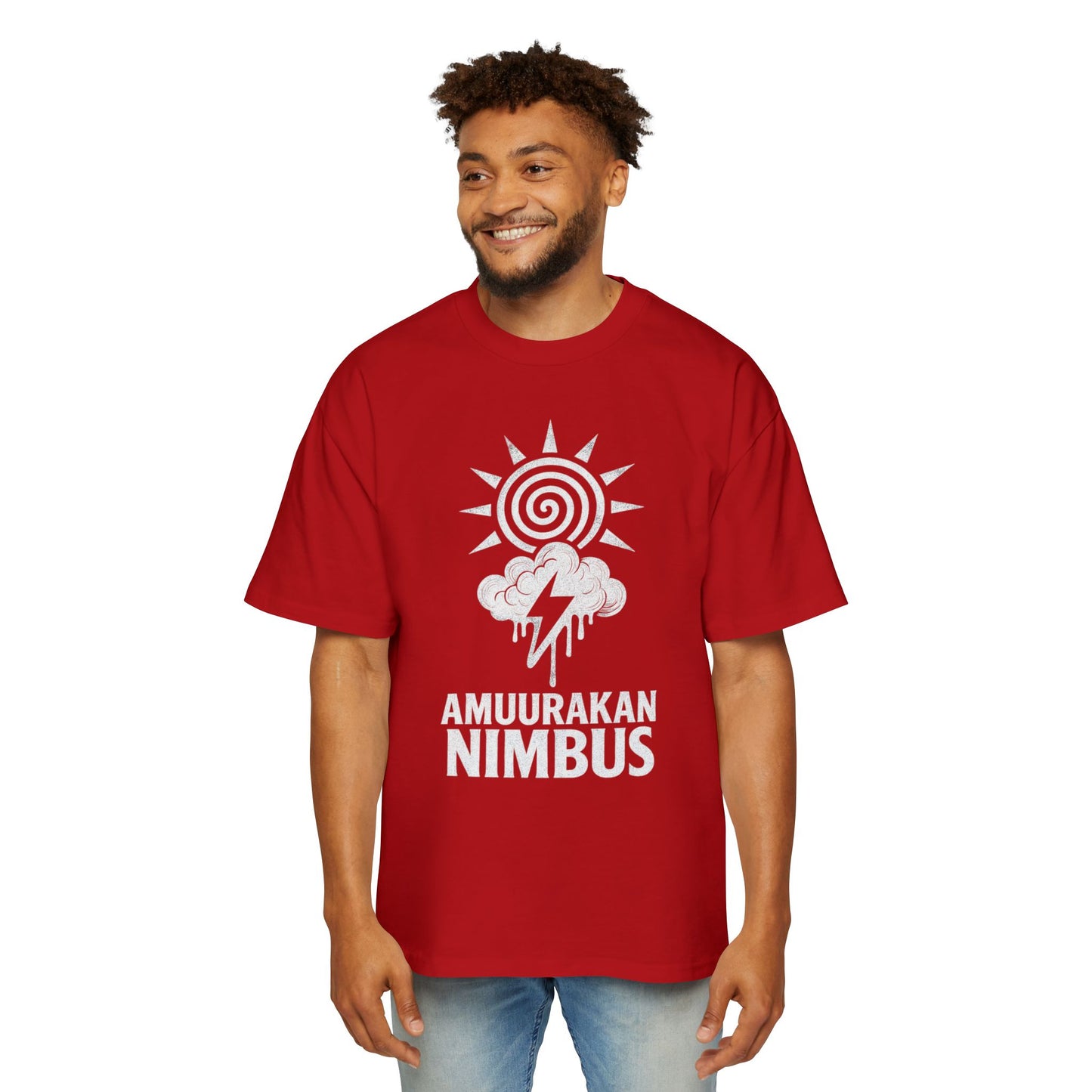 Nimbus Graphic Tee — "Amuurakan Nimbus" Sun & Storm Oversized Shirt
