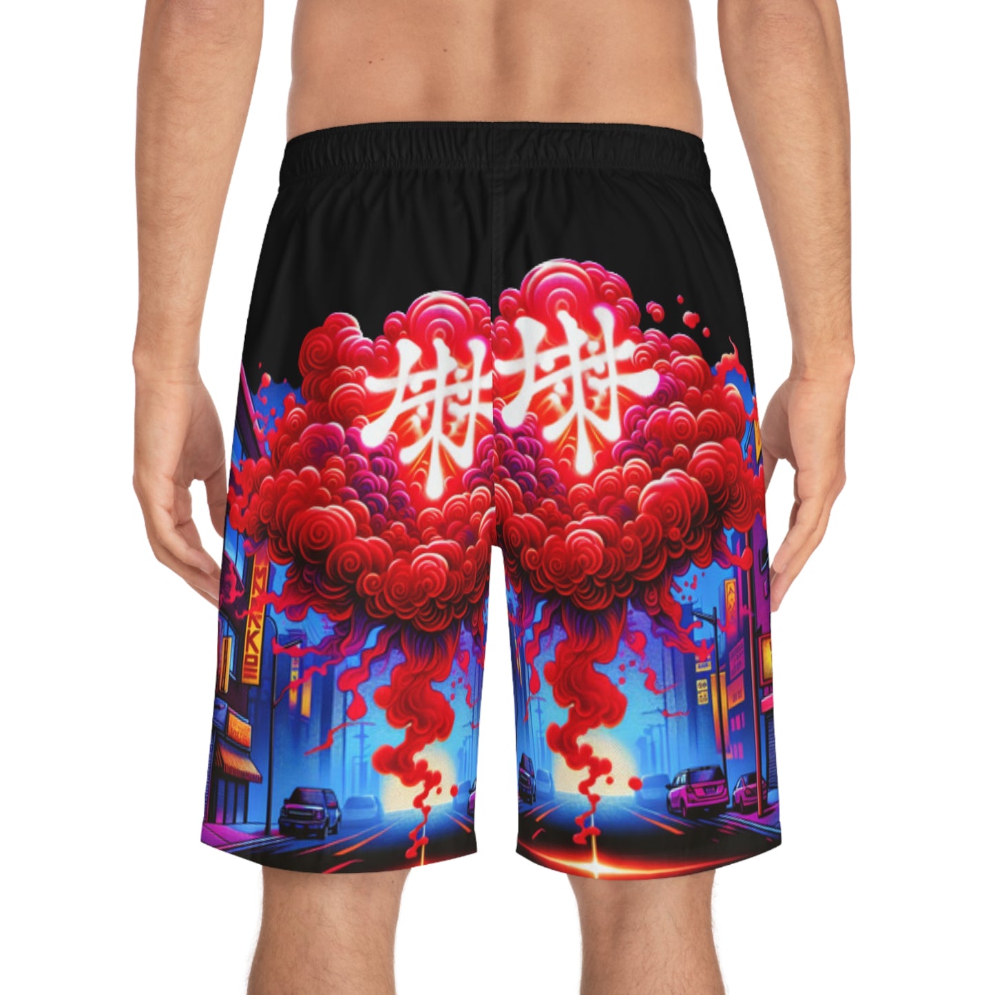 Vibrant Graphic Board Shorts, Men's Swim Trunks, Beachwear, Summer Essentials, Perfect for Pool Parties, Casual Outings, Beach Vacation