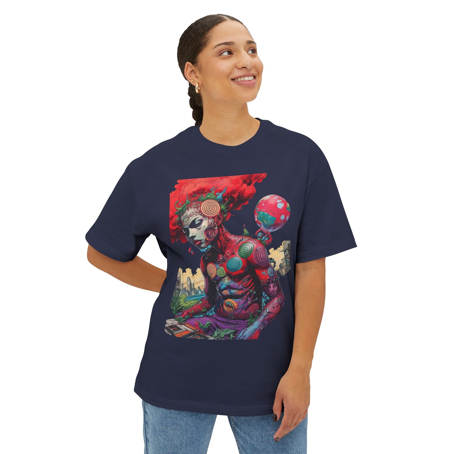 Vibrant Art Graphic Tee, Oversized Unisex Tee, Streetwear Fashion, Artistic Gift, Casual Summer Wear