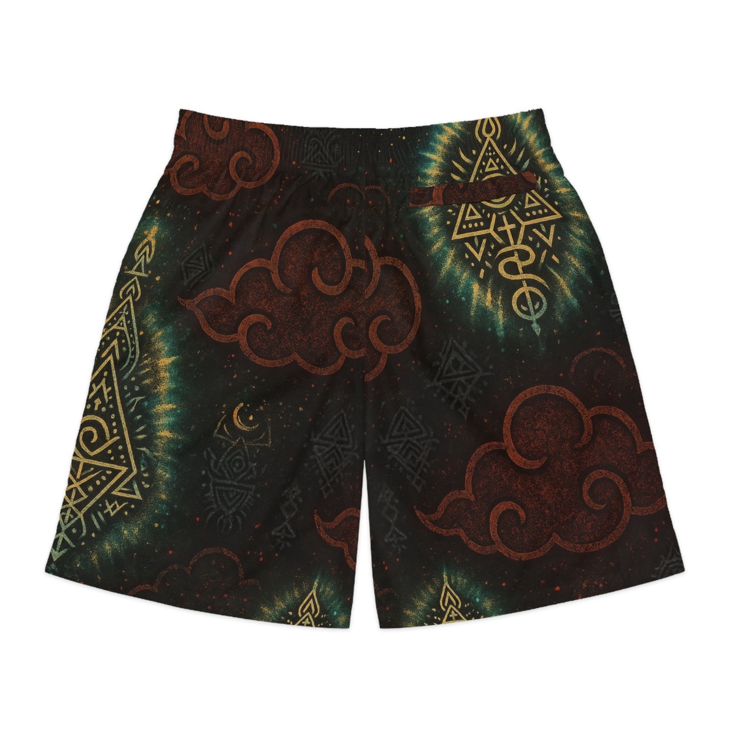 Mystical Patterned Men's Jogger Shorts, Boho Activewear, Summer Casual Shorts, Beachwear, Festival Outfit, Print Shorts