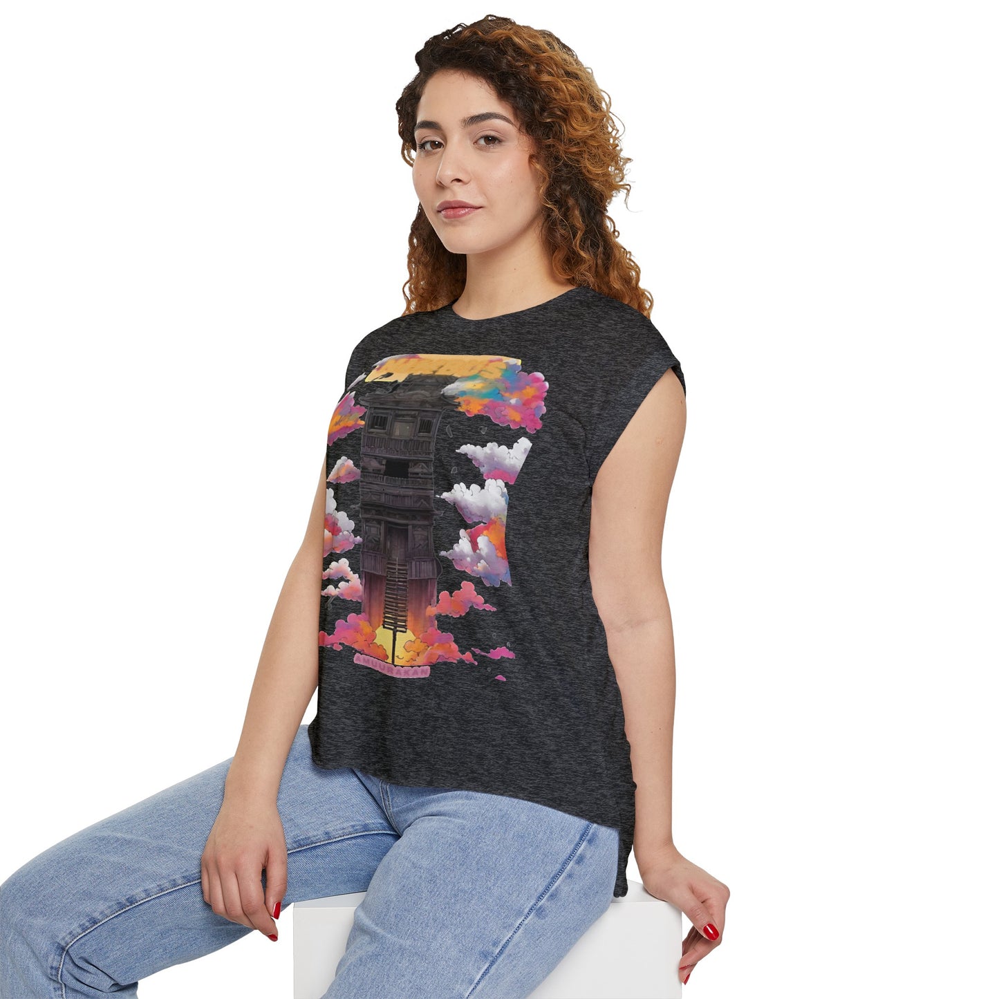 Women’s Flowy Rolled Cuffs Muscle Tee