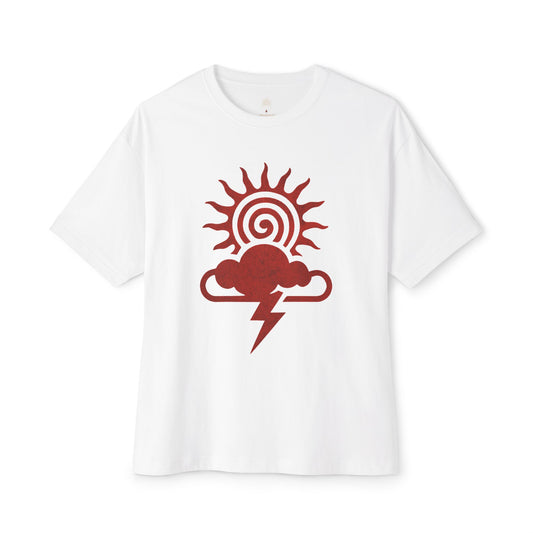 Weather-Themed Unisex Oversized Tee, Fun Graphic Top, Casual Summer Wear, Gift for Weather Lovers, Cloud and Sun Design