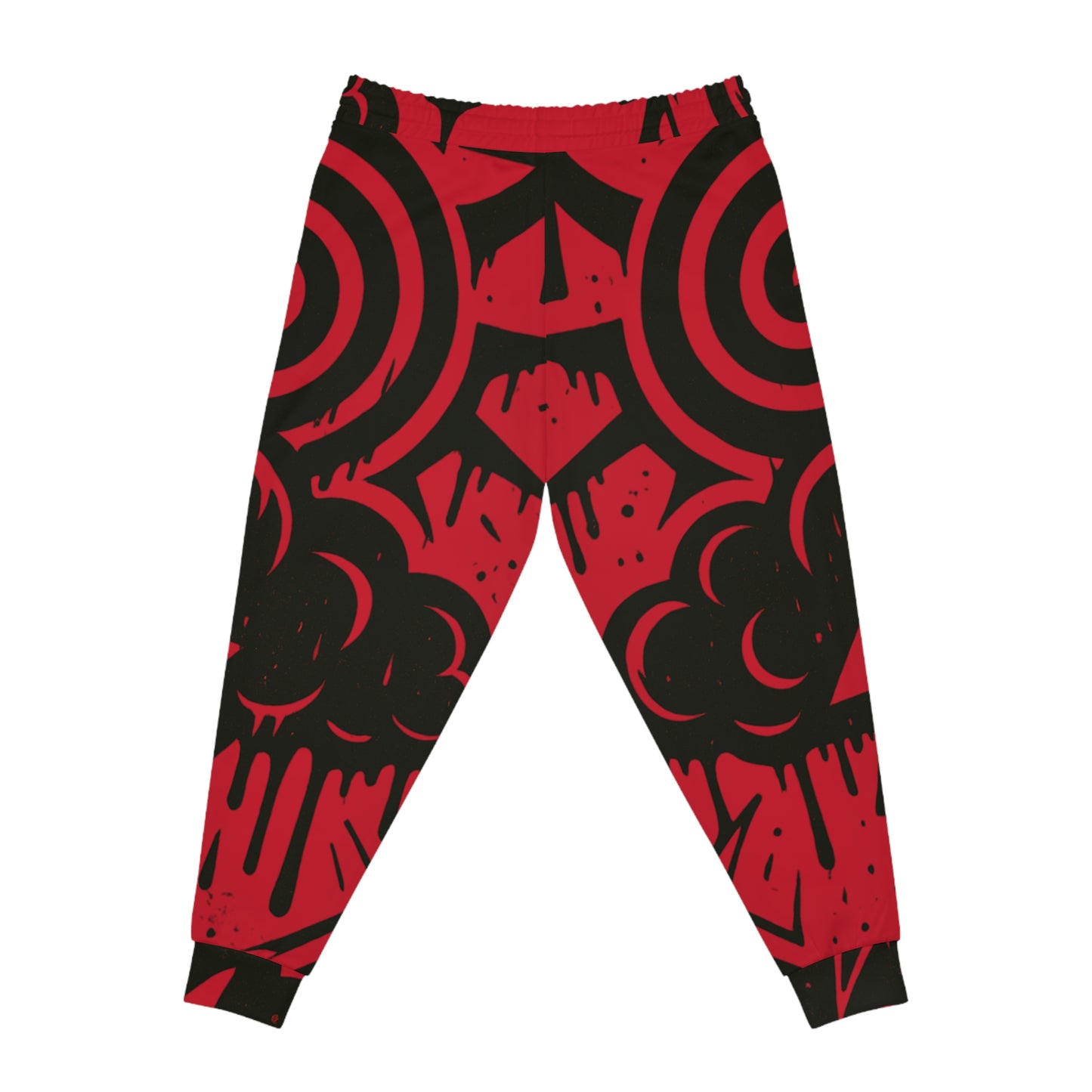 Red & Black Street Art Joggers - Bold Graffiti All-Over Print Athletic Pants