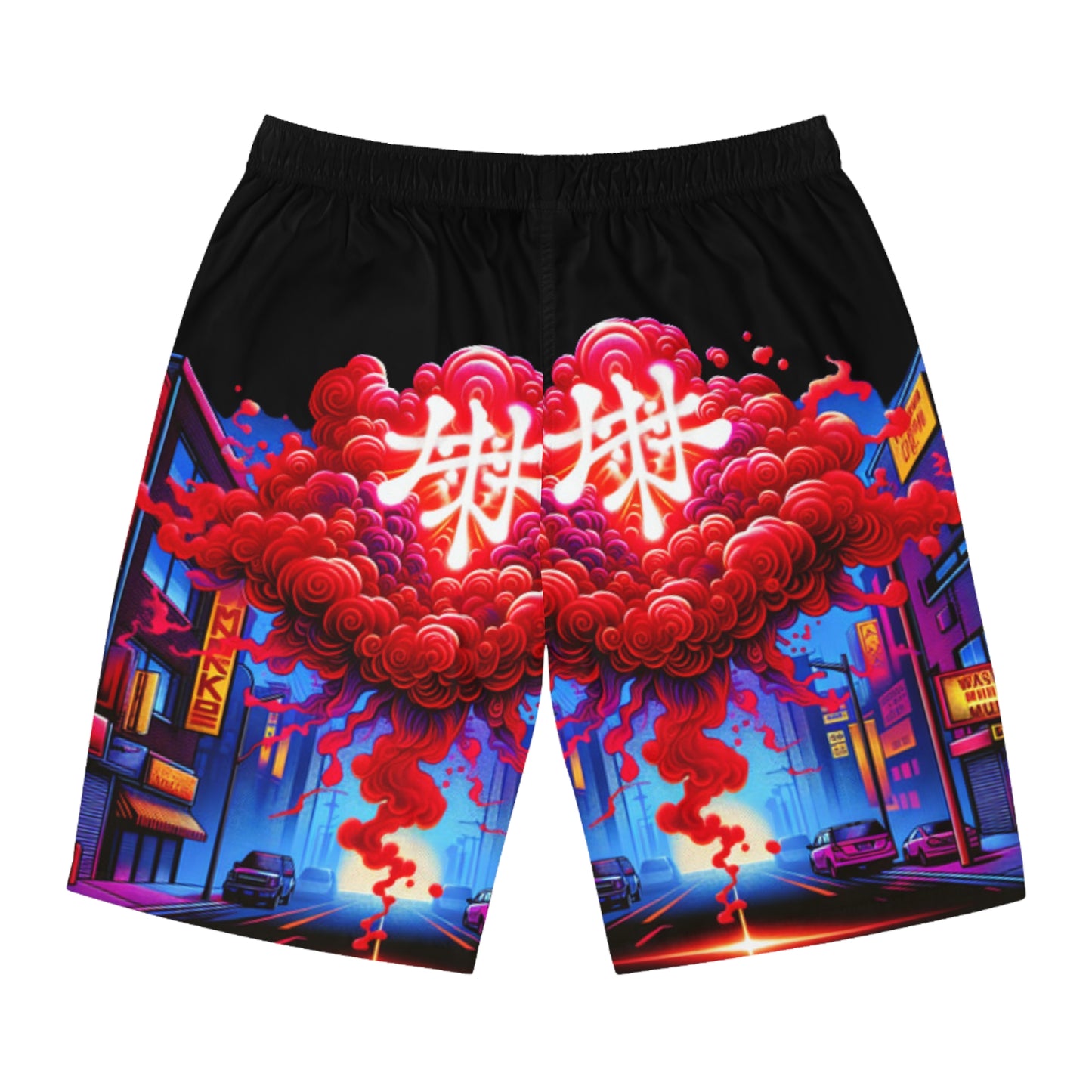 Vibrant Graphic Board Shorts, Men's Swim Trunks, Beachwear, Summer Essentials, Perfect for Pool Parties, Casual Outings, Beach Vacation