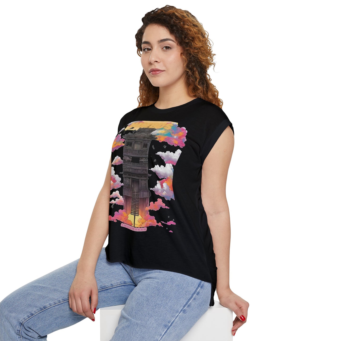 Women’s Flowy Rolled Cuffs Muscle Tee