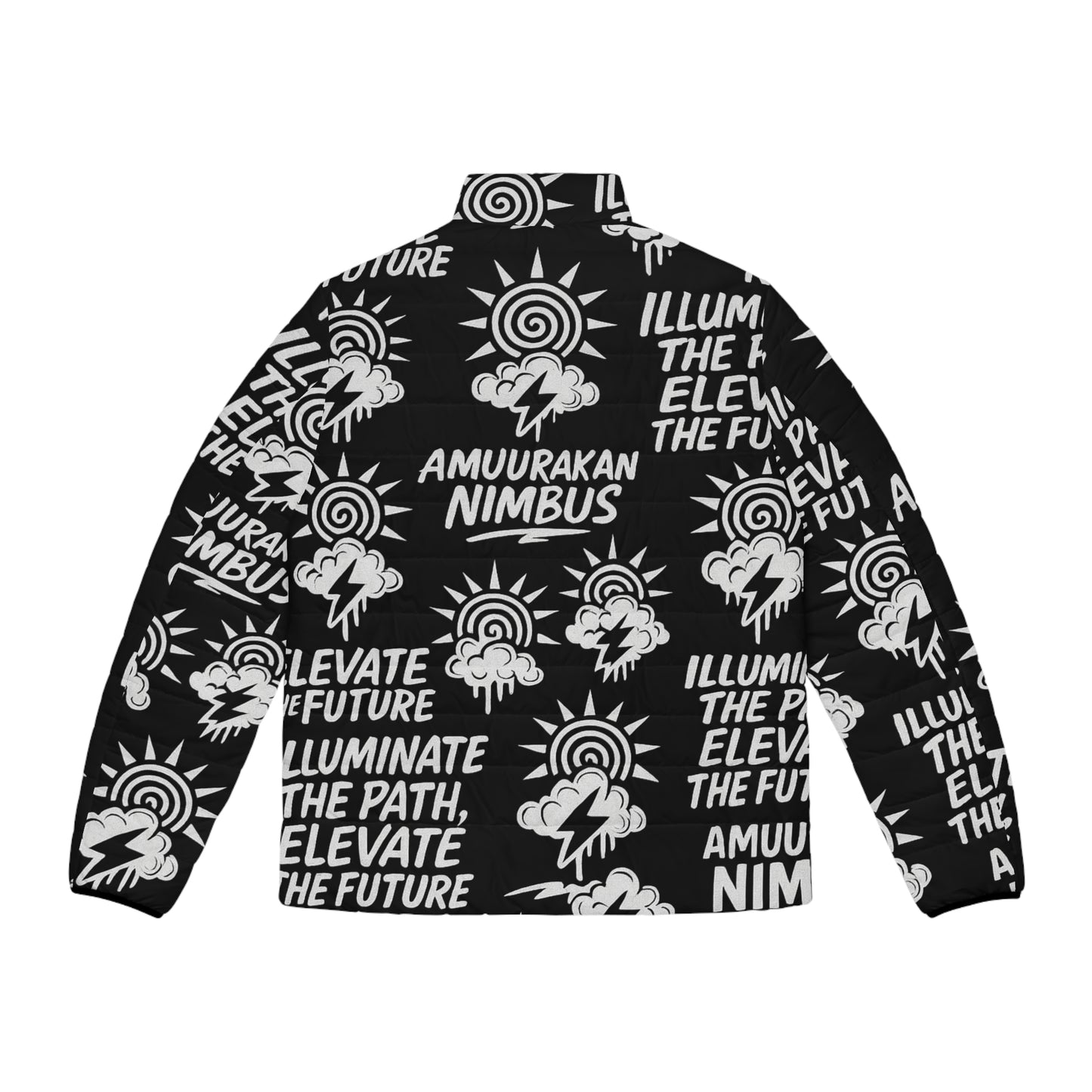 Nimbus Graphic Puffer Jacket — "Illuminate the Path, Elevate the Future"