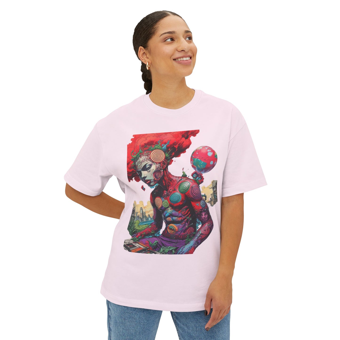 Vibrant Art Graphic Tee, Oversized Unisex Tee, Streetwear Fashion, Artistic Gift, Casual Summer Wear