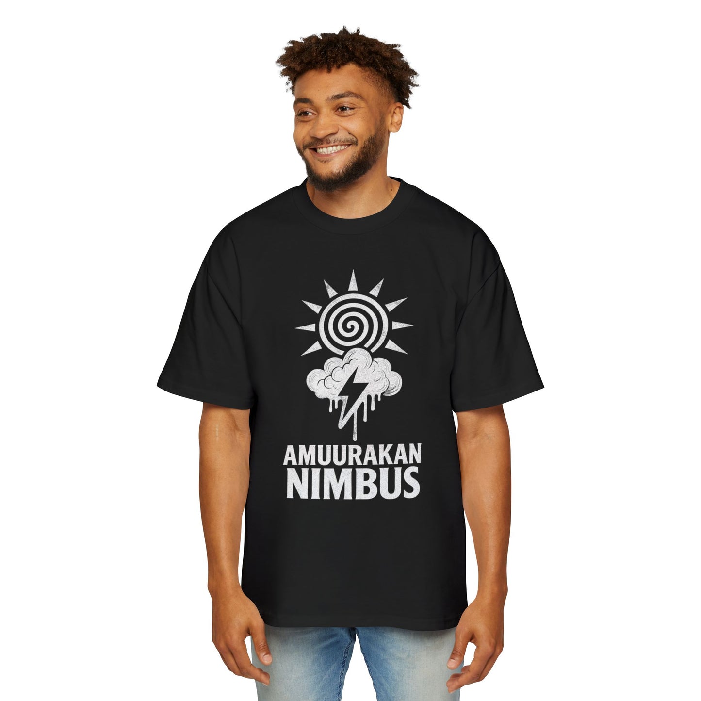 Nimbus Graphic Tee — "Amuurakan Nimbus" Sun & Storm Oversized Shirt