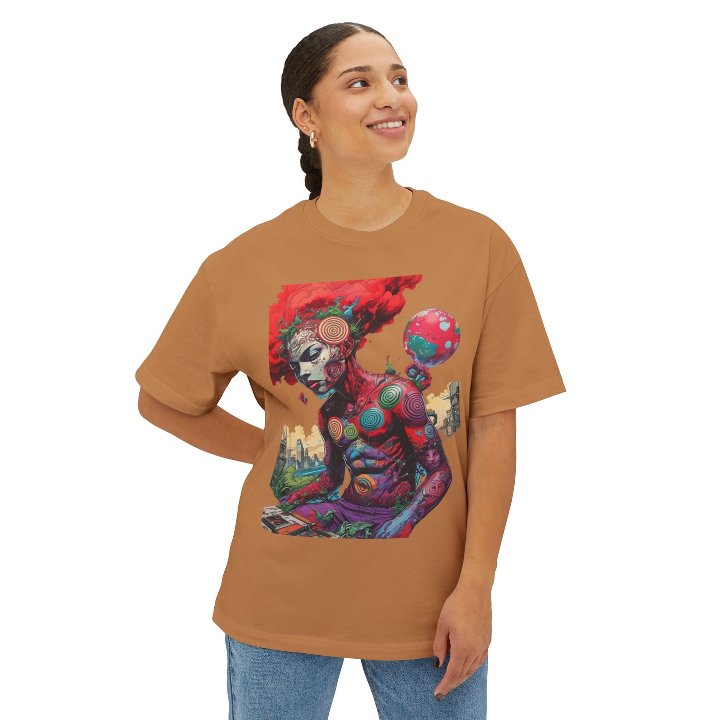 Vibrant Art Graphic Tee, Oversized Unisex Tee, Streetwear Fashion, Artistic Gift, Casual Summer Wear
