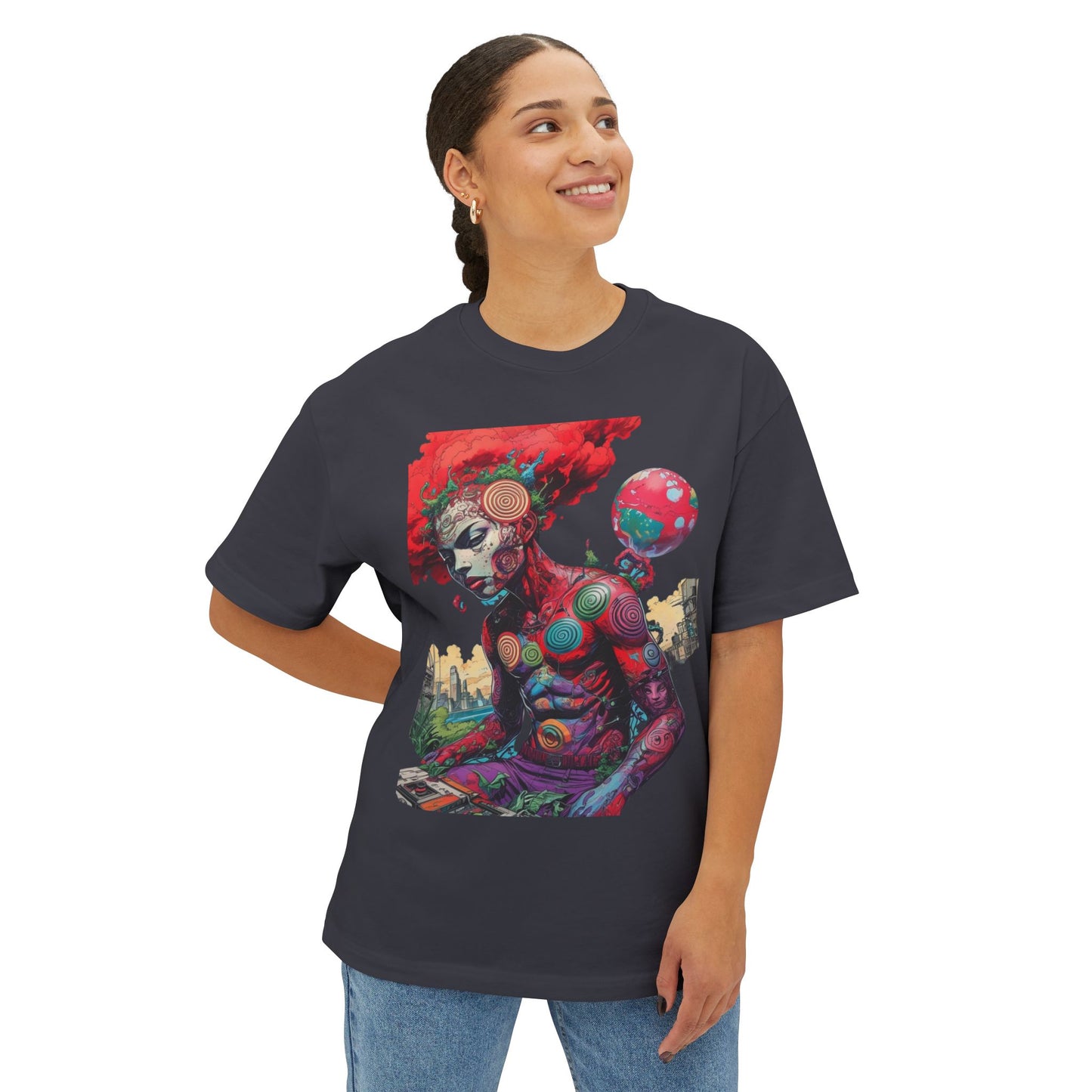 Vibrant Art Graphic Tee, Oversized Unisex Tee, Streetwear Fashion, Artistic Gift, Casual Summer Wear