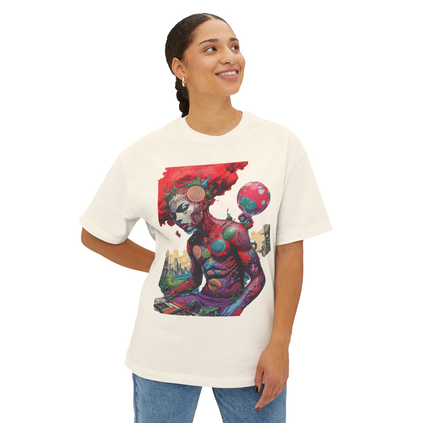 Vibrant Art Graphic Tee, Oversized Unisex Tee, Streetwear Fashion, Artistic Gift, Casual Summer Wear