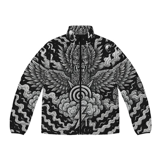 Puffer Jacket — Black Mythic Nimbus Graphic Puffer Jacket