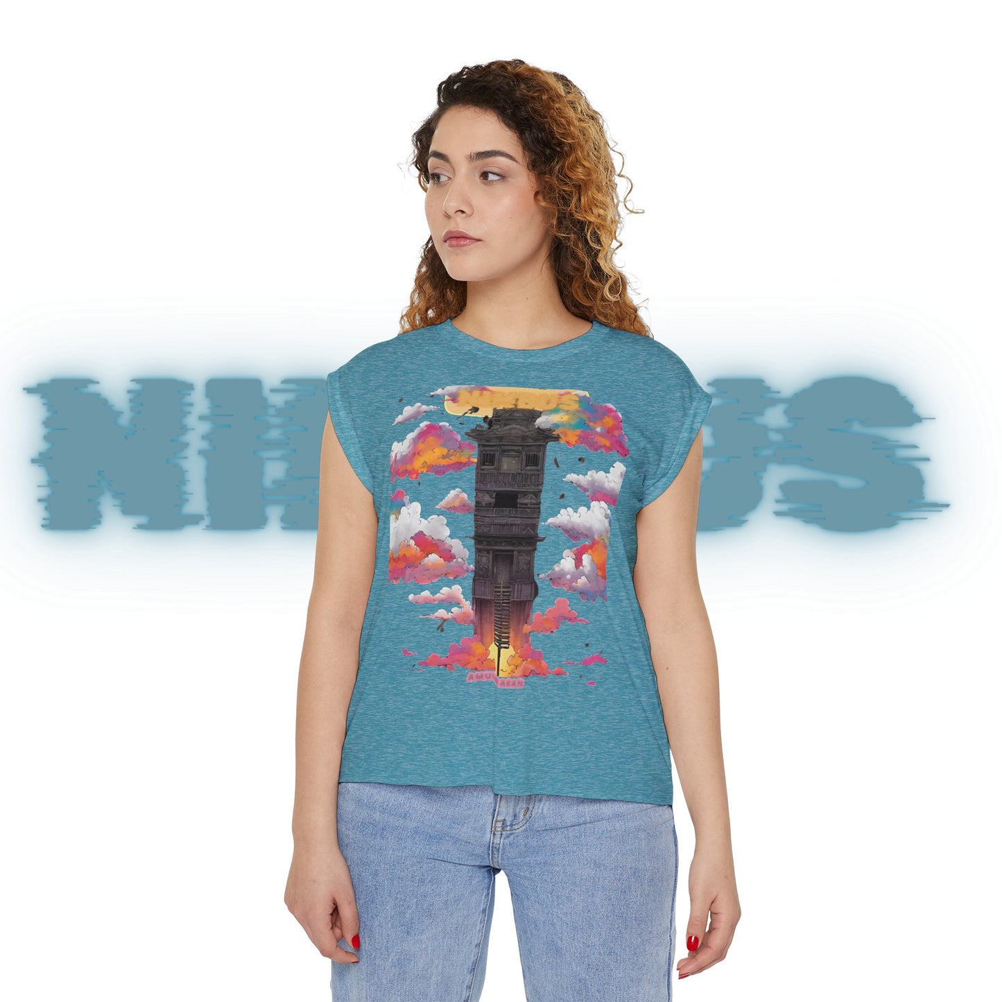 Women’s Flowy Rolled Cuffs Muscle Tee