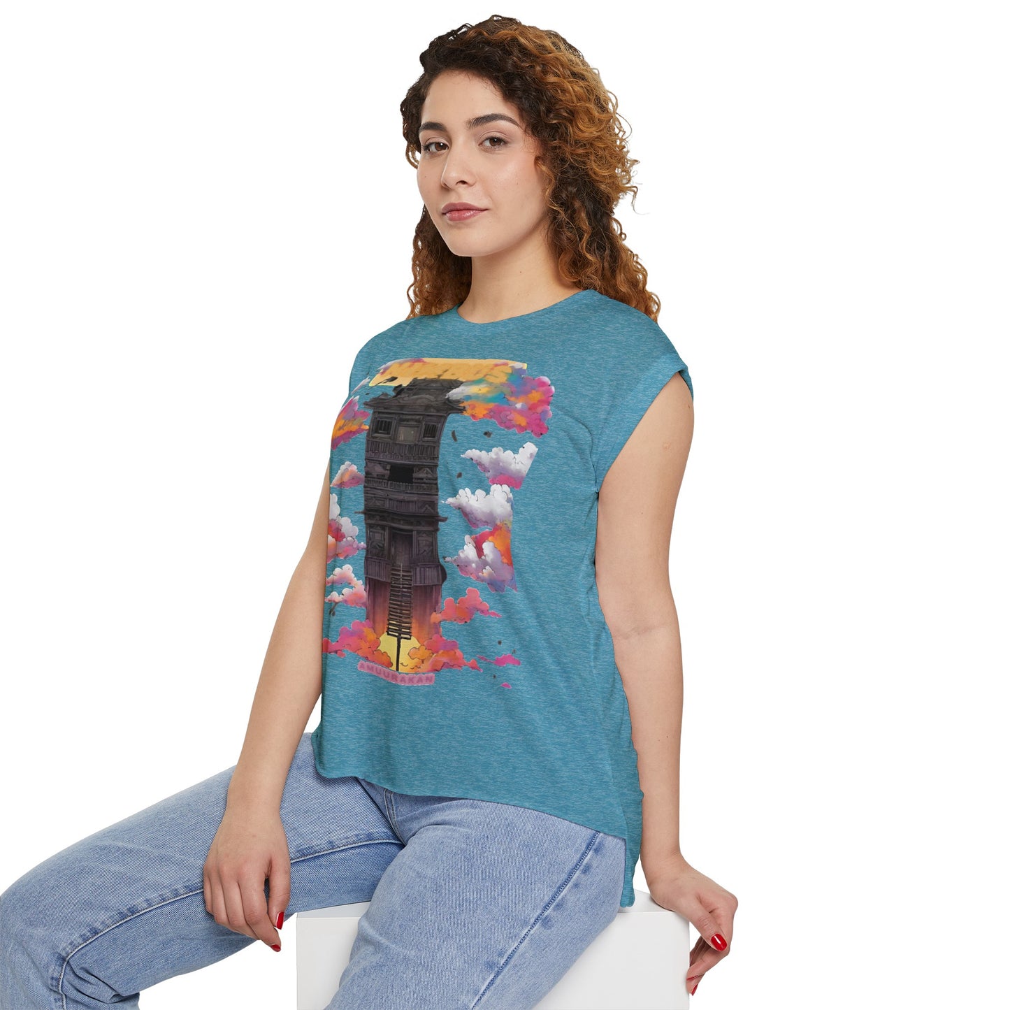 Women’s Flowy Rolled Cuffs Muscle Tee