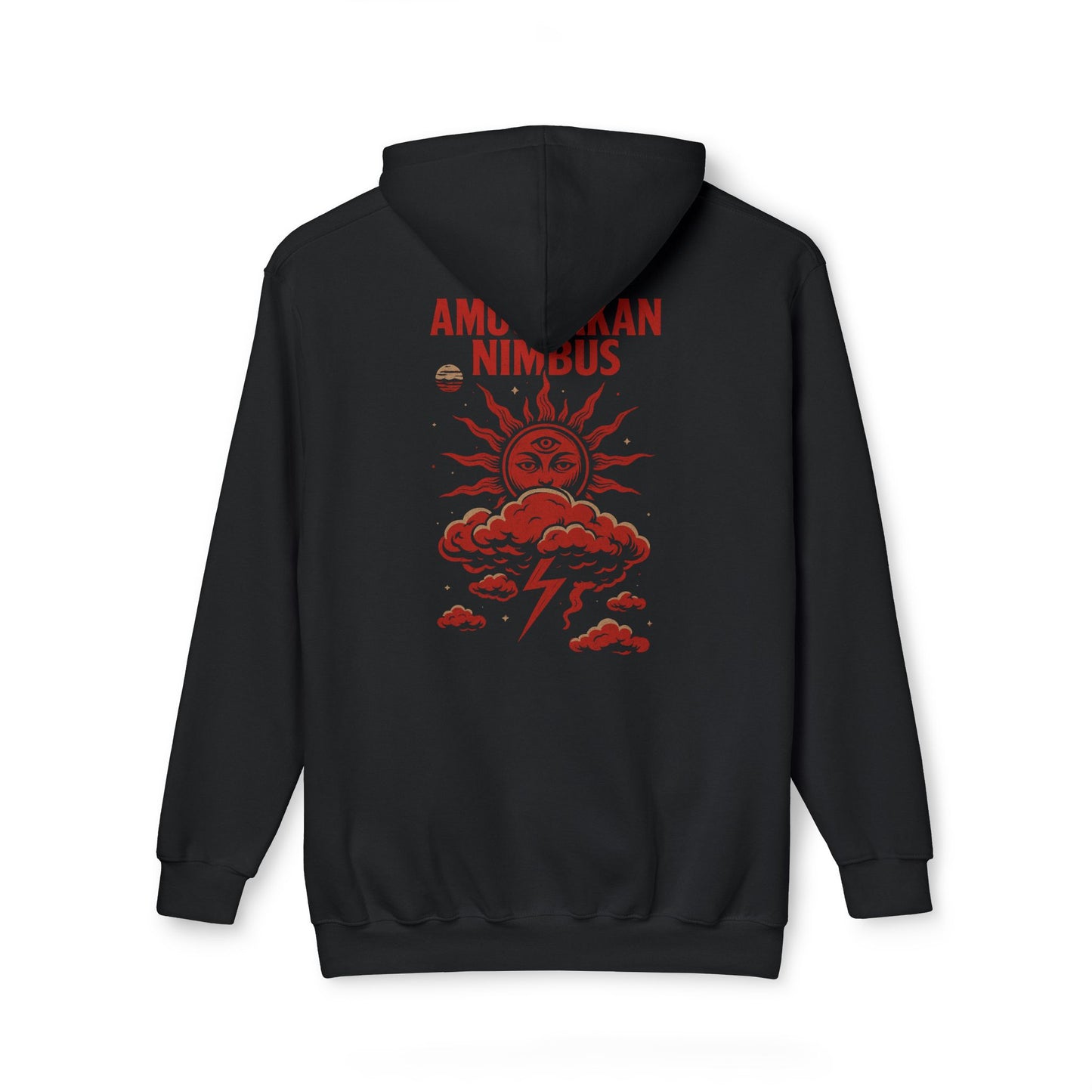 Unisex Hooded Sweatshirt with Amuurakan Nimbus Design | Cozy Casual Wear, Graphic Hoodie, Gift for Weather Lovers, Stylish Layering