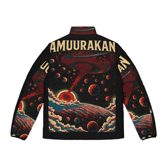 Cosmic Storm Puffer Jacket — AMUURAKAN Retro Space Graphic